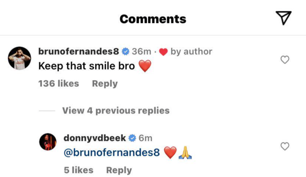 Bruno Fernandes’ message to Donny van de Beek.