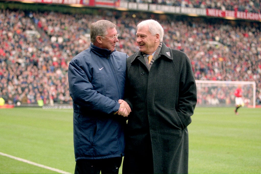 23/11/2002 Premiership football, Manchester United v Newcastle United, Opposing managers Sir Alex Ferguson and Sir Bobby Robson before the match.