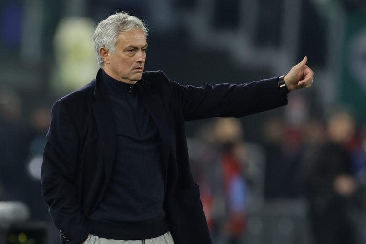 Roma's Portuguese coach Jose Mourinho gesticulate during Italy cup quarter-finals football match SS Lazio vs AS Roma. SS Lazio won 1-0.