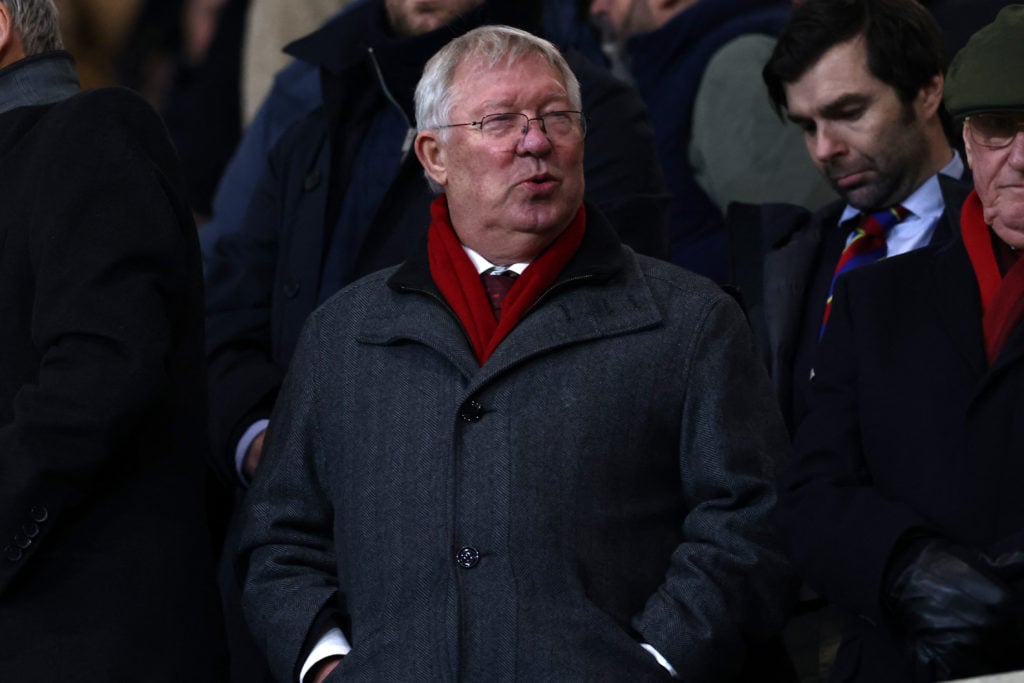 Former manager Alex Ferguson takes his seat for the English Premier League football match between Wolverhampton Wanderers and Manchester United at ...