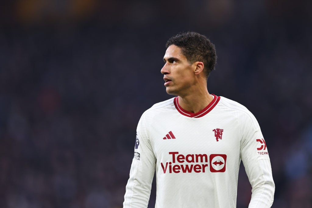 Raphael Varane of Manchester United during the Premier League match between Aston Villa and Manchester United at Villa Park on February 11, 2024 in...