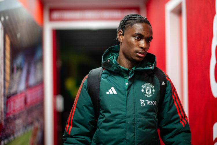 Habeeb Ogunneye of Manchester United arrives ahead of the Emirates FA Cup Fifth Round match between Nottingham Forest and Manchester United at City...