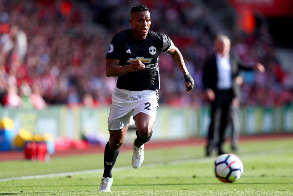 Antonio Valencia of Manchester United in action during the Premier League match between Southampton and Manchester United at St Mary's Stadium on S...