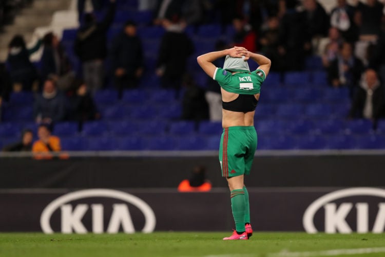 Pedro Neto of Wolverhampton Wanderers looking dejected after missing an easy chance to score during the UEFA Europa League round of 32 second leg m...