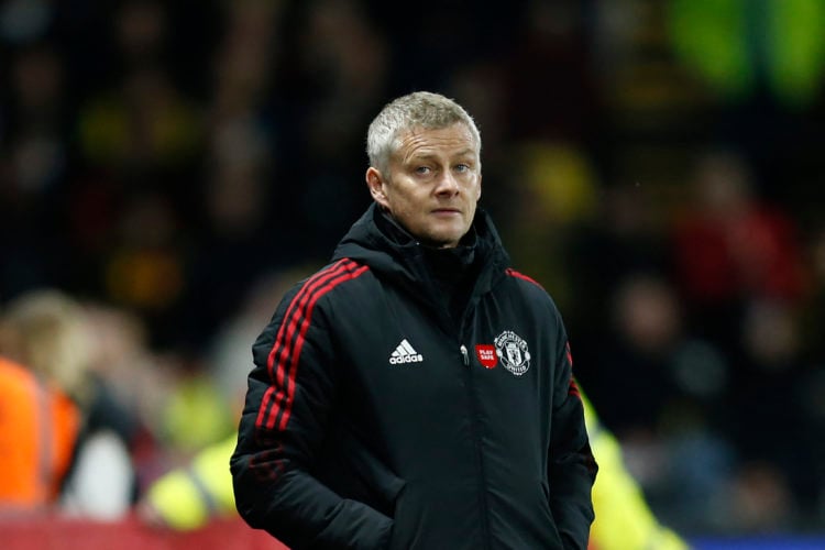 Manchester United's Norwegian manager Ole Gunnar Solskjaer reacts during the English Premier League football match between Watford and Manchester U...