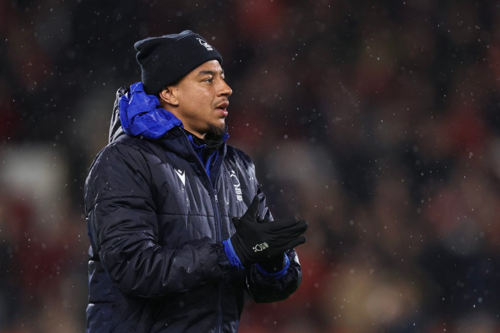 Jesse Lingard of Nottingham Forest at full time of the Premier League match between Nottingham Forest and Southampton FC at City Ground on May 8, 2...