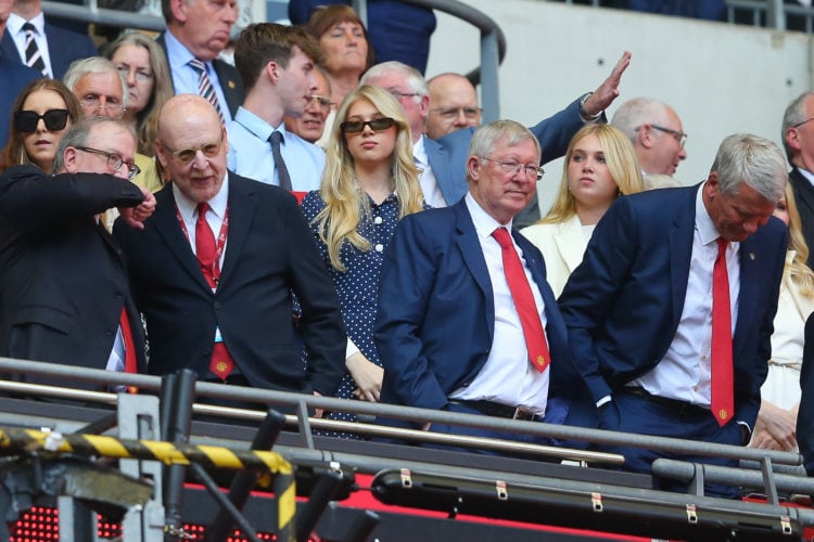 Sir Alex Ferguson, former manager of Manchester United, looks dejected after the FA Cup final match between Manchester City and Manchester United a...