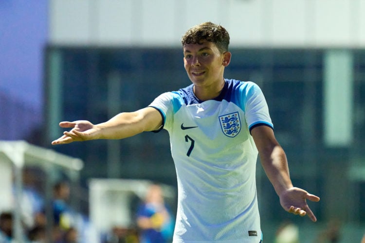 Shea Lacey of England reacts during the International Friendly match between England U17 and Morocco U17 at Pinatar Arena on September 09, 2023 in ...