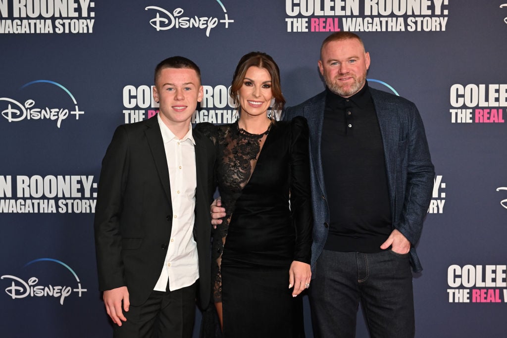 Kai Rooney, Coleen Rooney and Wayne Rooney attend the Liverpool screening of "Coleen Rooney: The Real Wagatha Story" at Everyman Cinema Liverpool o...
