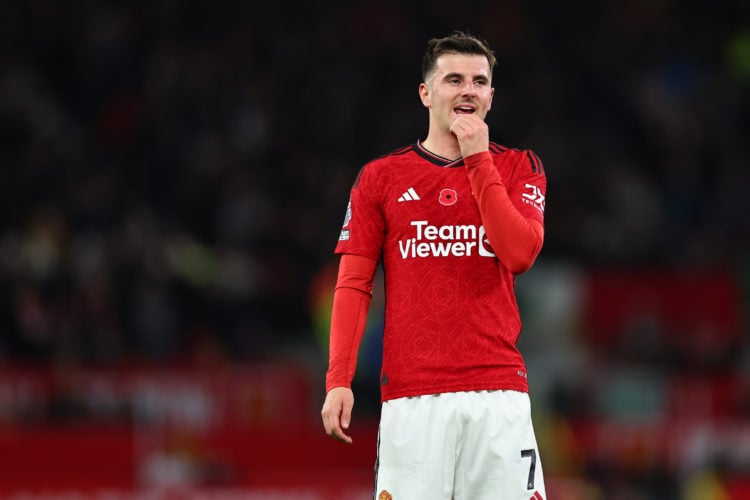 Mason Mount of Manchester United during the Premier League match between Manchester United and Luton Town at Old Trafford on November 11, 2023 in M...