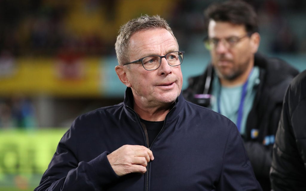 Head coach Ralf Rangnick of Austria looks on ahead of the international friendly match between Austria and Germany at Ernst Happel Stadion on Novem...