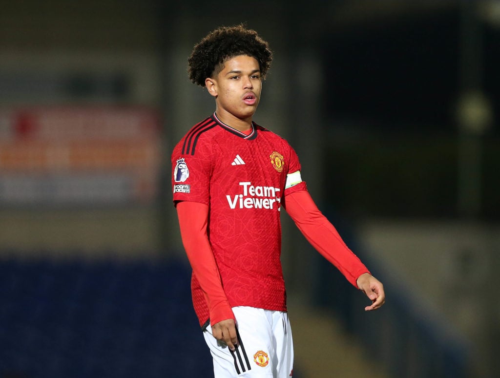 Shola Shoretire Of Manchester United U21 during the Premier League 2 match between Chelsea U21 and Manchester United U21 at Kingsmeadow on January ...