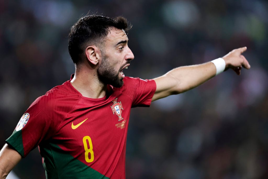 Bruno Fernandes of Portugal during the  EURO Qualifier match between Portugal  v Iceland at the Jose Alvalade Stadium on November 19, 2023 in Lisbo...