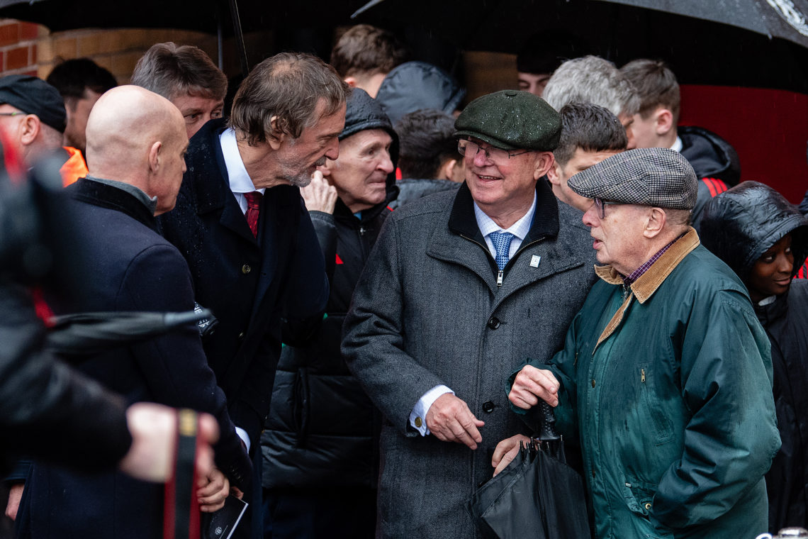 Sir Alex Ferguson and Sir Jim Ratcliffe of INEOS attend a memorial at Old Trafford to commemorate the 66th anniversary of the Munich Air Disaster o...