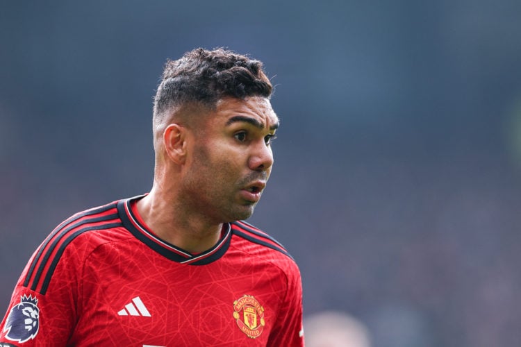 Casemiro of Manchester United during the Premier League match between Manchester United and Everton FC at Old Trafford on March 9, 2024 in Manchest...