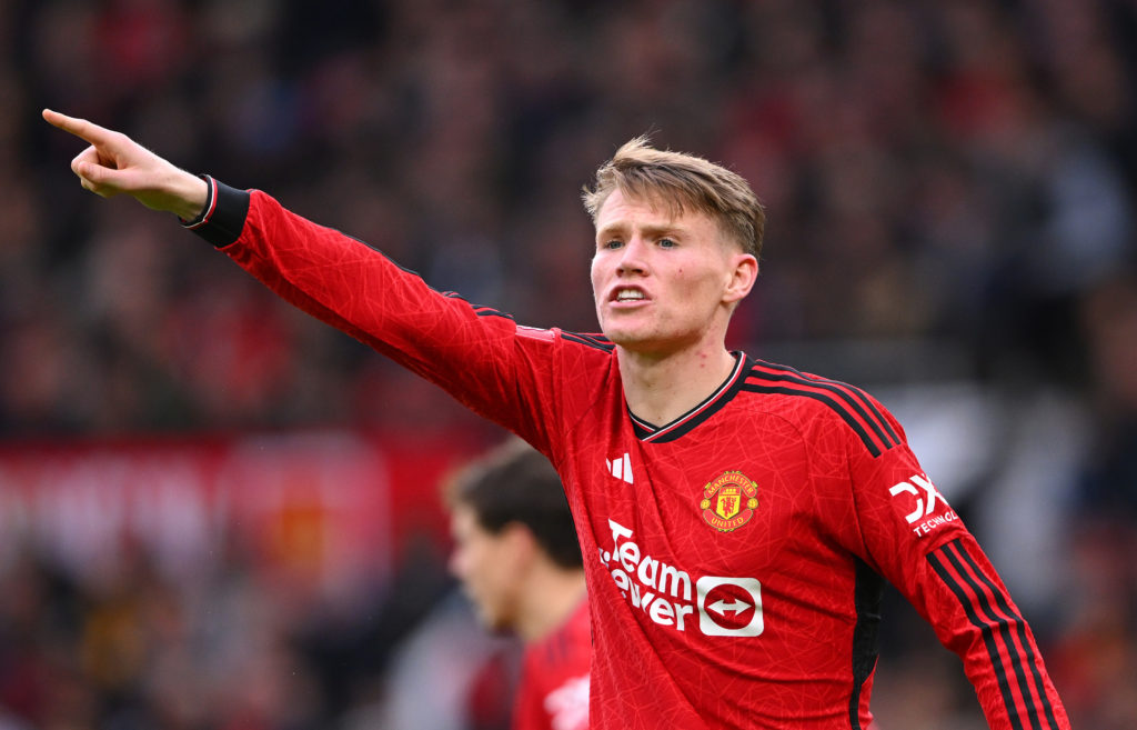 Scott McTominay of Manchester United reacts during the Emirates FA Cup Quarter Final match between Manchester United and Liverpool at Old Trafford ...