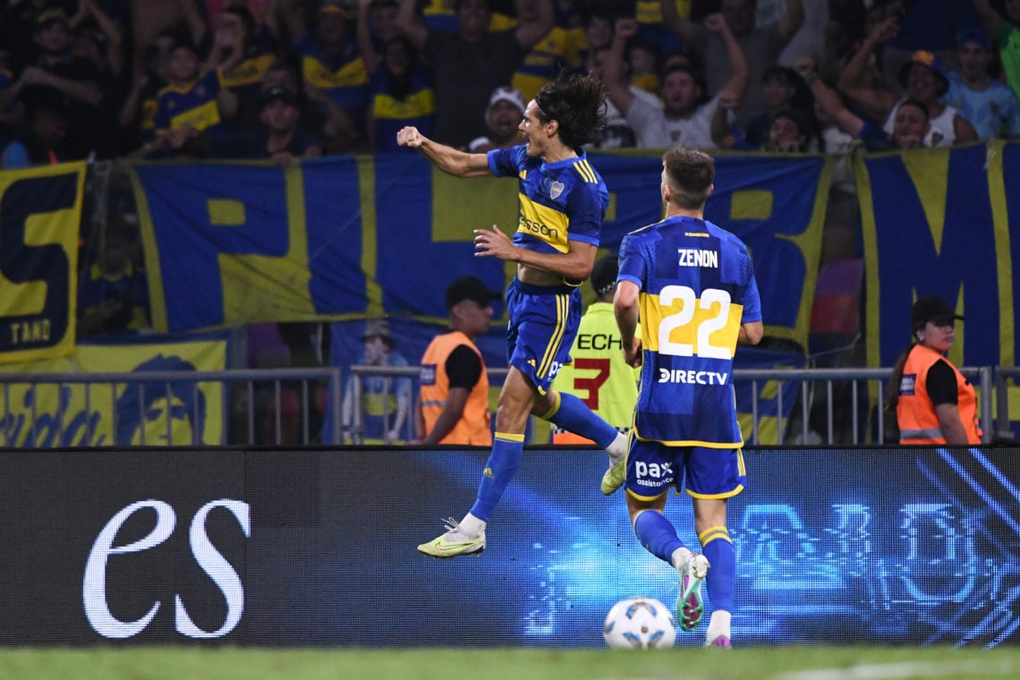 Edinson Cavani of Boca Juniors celebrates after scoring the team's second goal during a round of 64 match as part of Copa Argentina 2024 between Bo...