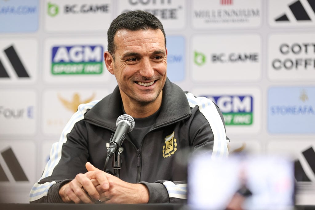 Head coach of Argentina Lionel Scaloni speaks during a press conference ahead of a friendly game between Argentina and Costa Rica on March 25, 2024...
