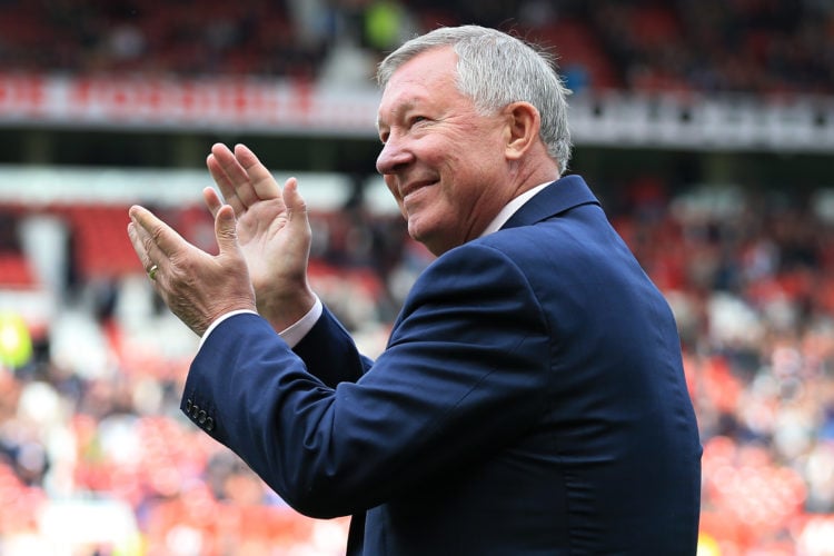 Former Man Utd manager Sir Alex Ferguson applauds the crowd prior to the Barclays Premier League match between Manchester United and Everton at Old...