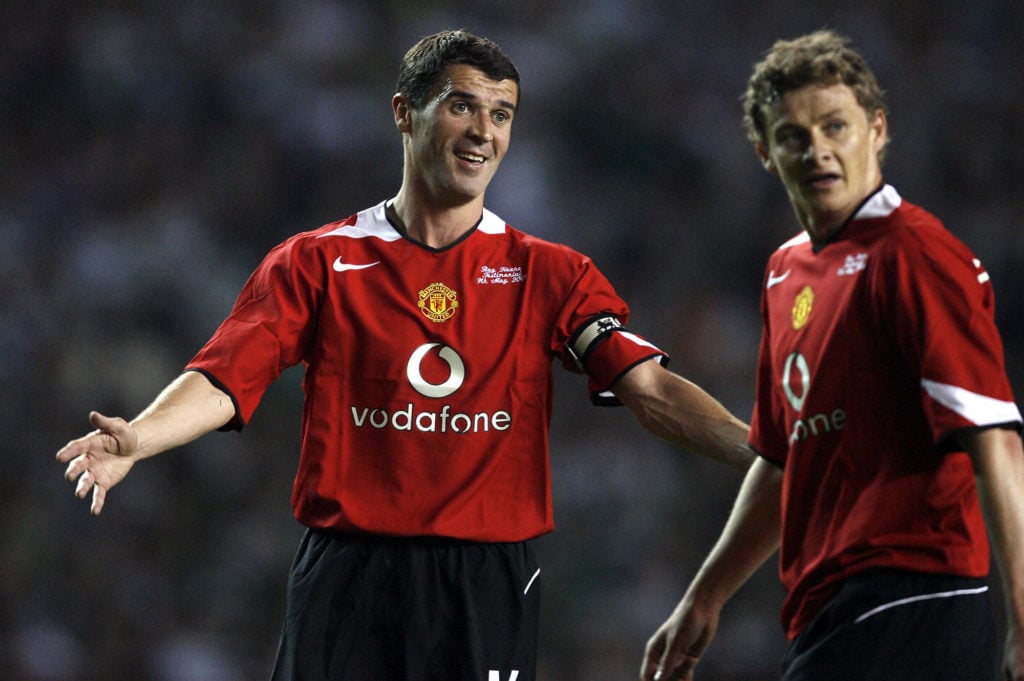 Roy Keane (L) with Ole Gunnar Solskjaer
