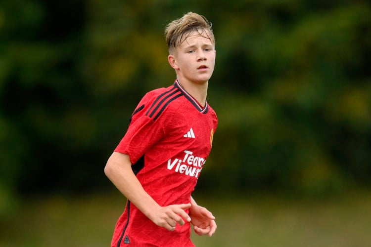 Daniel Armer of Manchester United at Carrington Training Ground on September 16, 2023 in Manchester, England.