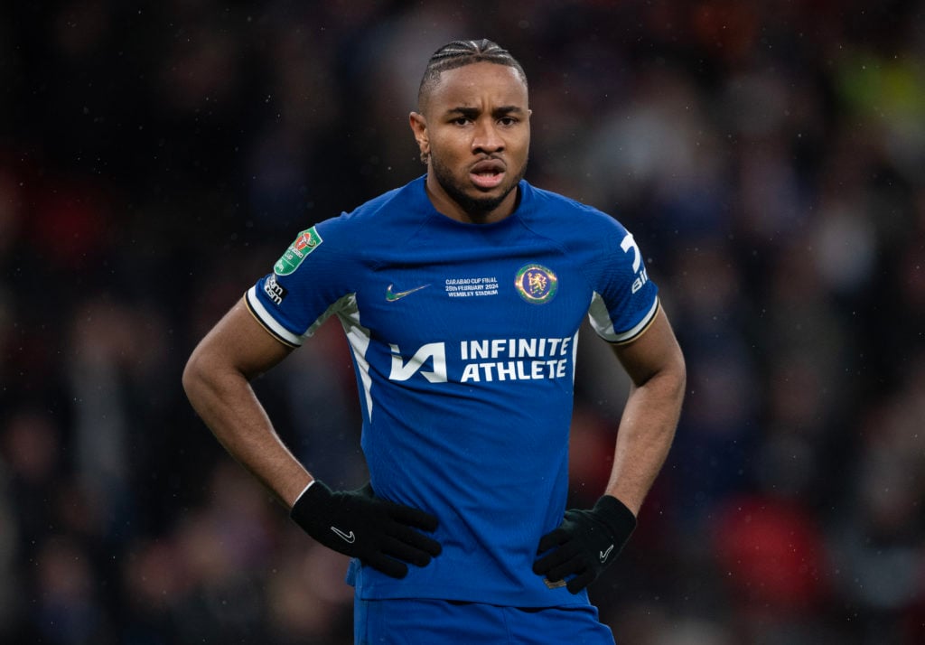 Christopher Nkunku of Chelsea during the Carabao Cup Final match between Chelsea and Liverpool at Wembley Stadium on February 25, 2024 in London, E...