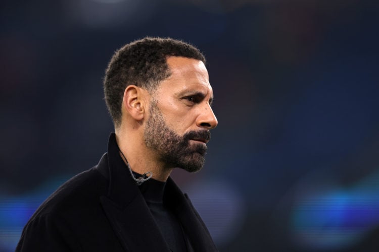 Former player and current Television Pundit for TNT Sports, Rio Ferdinand, looks on prior to the UEFA Champions League 2023/24 round of 16 second l...