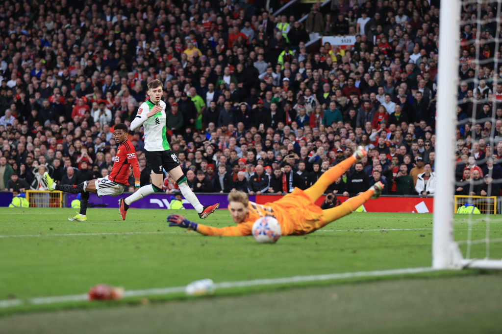 Amad scores the winner against Liverpool.