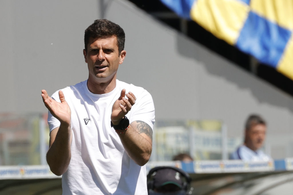 Bologna coach Thiago Motta watches the Serie A football match between SSC Frosinone Calcio and Bologna FC at Stadio Stirpe in F...