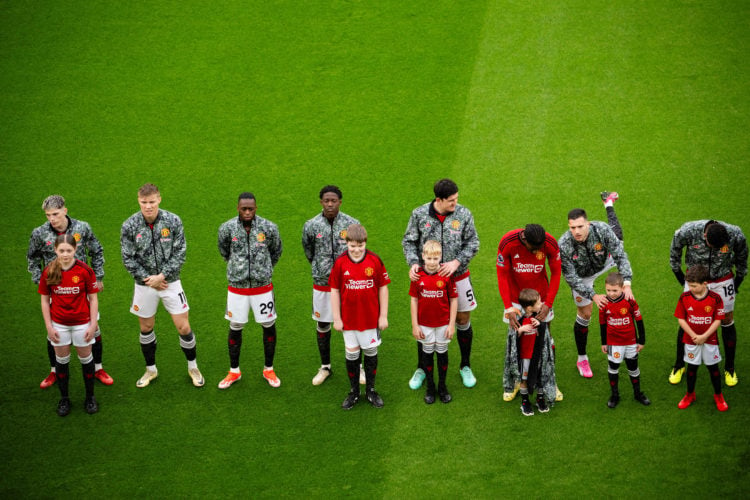 Alejandro Garnacho, Rasmus Hojlund, Aaron Wan-Bissaka, Kobbie Mainoo, Harry Maguire, Willy Kambwala, Diogo Dalot and Casemiro of Manchester United ...