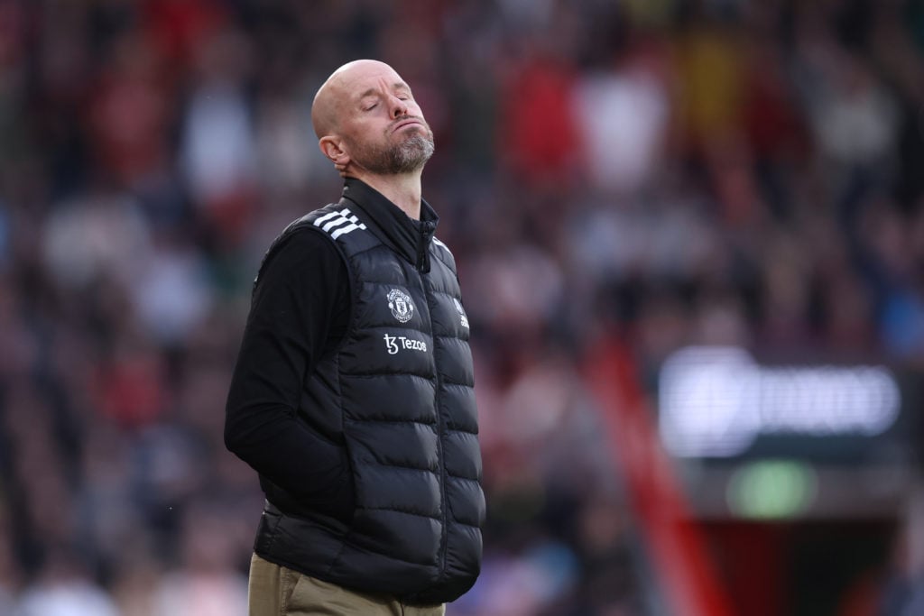 Erik ten Hag the head coach / manager of Manchester United during the Premier League match between AFC Bournemouth and Manchester United at Vitalit...