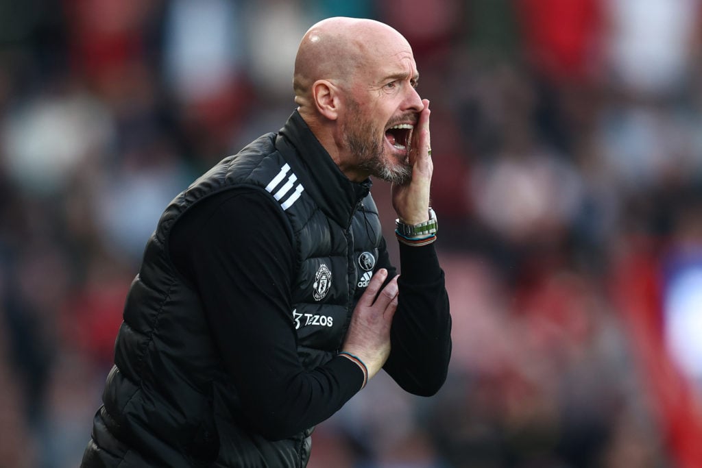 Manchester United manager Erik ten Hag during the Premier League match between AFC Bournemouth and Manchester United at Vitality Stadium on April 1...