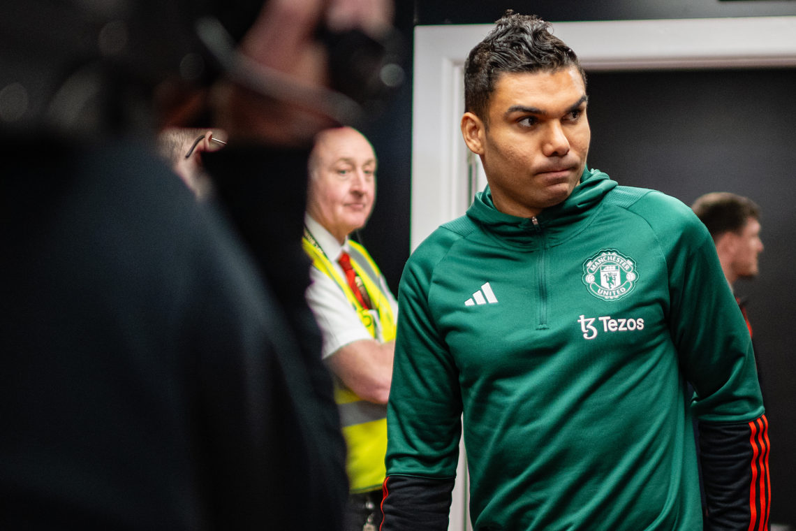 Casemiro of Manchester United arrives ahead of the Premier League match between AFC Bournemouth and Manchester United at Vitality Stadium on April ...