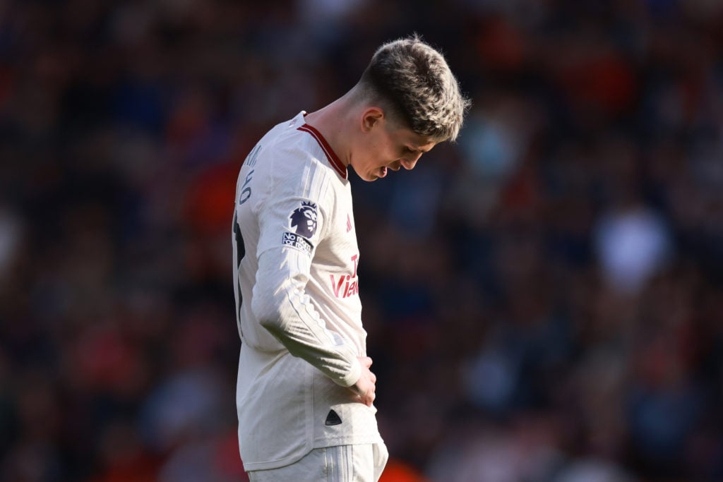 Alejandro Garnacho of Manchester United looks dejected during the Premier League match between AFC Bournemouth and Manchester United at Vitality St...