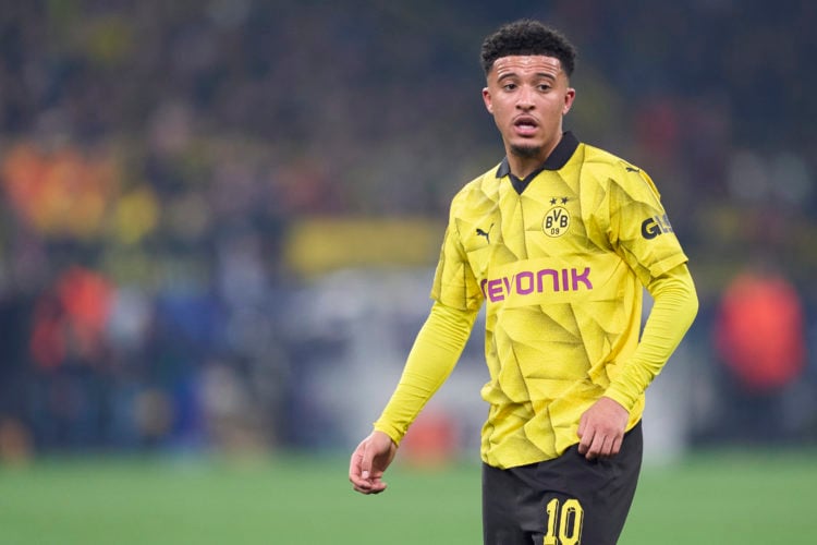 Jadon Sancho of Borussia Dortmund looks on during the UEFA Champions League quarter-final second leg match between Borussia Dortmund and Atletico d...