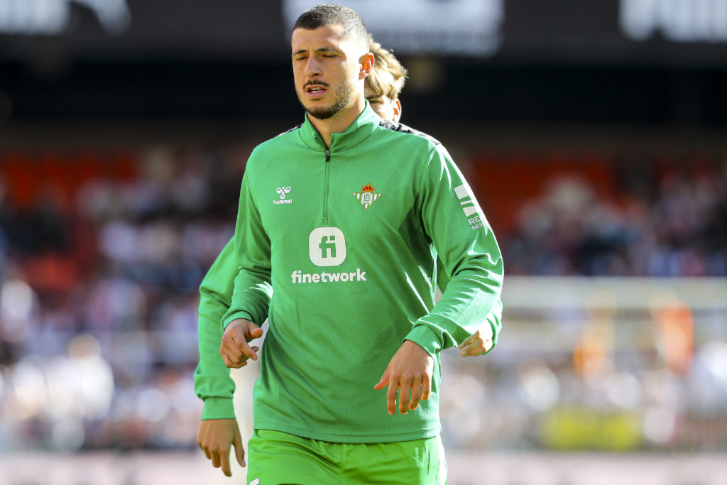 Guido Rodriguez of Betis warms up during the Spanish league, La Liga EA Sports, football match played between Valencia CF and Real Betis Balompie a...