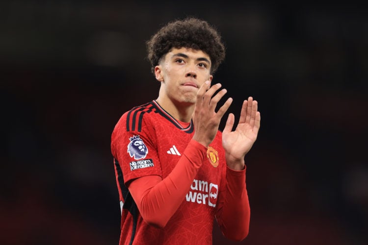 Ethan Wheatley of Manchester United applauds the support after the Premier League match between Manchester United and Sheffield United at Old Traff...