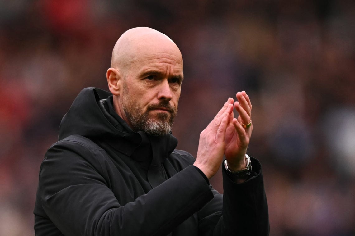 Manchester United's Dutch manager Erik ten Hag reacts at the end of the English Premier League football match between Manchester United and Burnley...