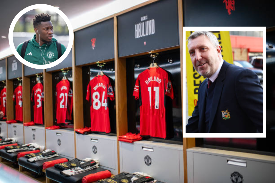 General View of Manchester United kit in the dressing room prior to the Premier League match between Manchester United and Sheffield United. Inset ...