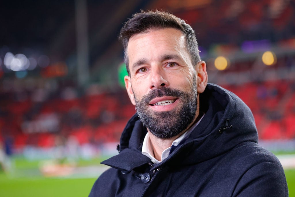 Head coach Ruud van Nistelrooy of PSV Eindhoven looks on prior to the UEFA Europa League knockout round play-off leg two match between PSV Eindhove...