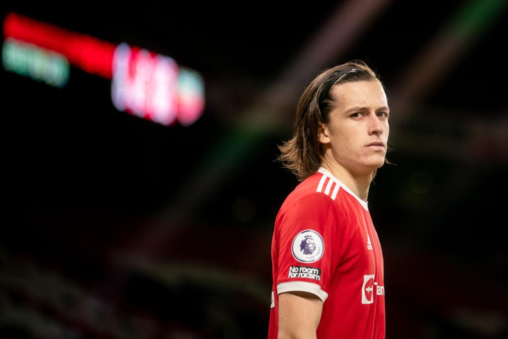 Alvaro Fernandez of Manchester United U23s walks out ahead of the second half during the Premier League 2 match between Manchester United U23s and ...