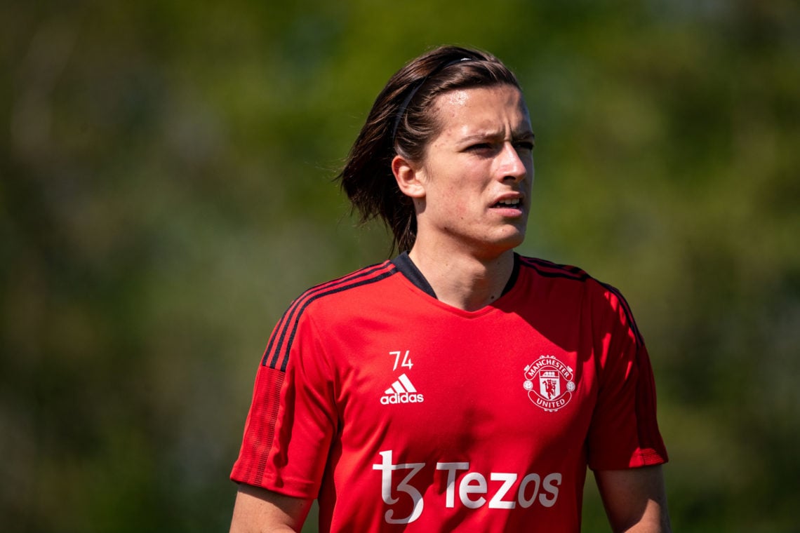 (EXCLUSIVE COVERAGE) Alvaro Fernandez of Manchester United in action during a first team training session at Carrington Training Ground on April 21...