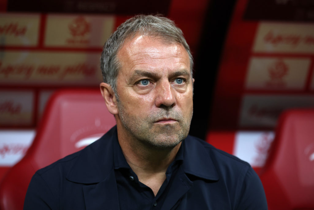 Barcelona manager Hansi Flick on the sidelines.