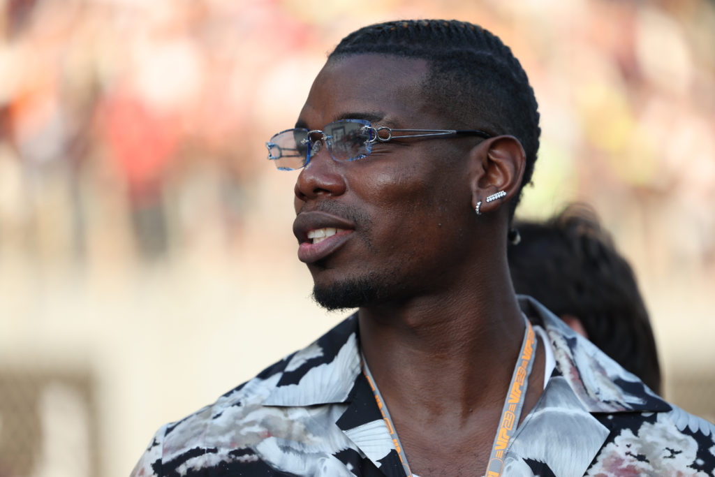 Paul Pogba looks on during the F1 Grand Prix of Abu Dhabi at Yas Marina Circuit on November 26, 2023 in Abu Dhabi, United Arab Emirates.