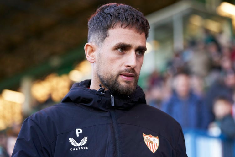 Adnan Januzaj of Sevilla FC looks on prior to the Copa del Rey Round of 32 match between Racing Club de Ferrol and Sevilla FC at Estadio Municipal ...