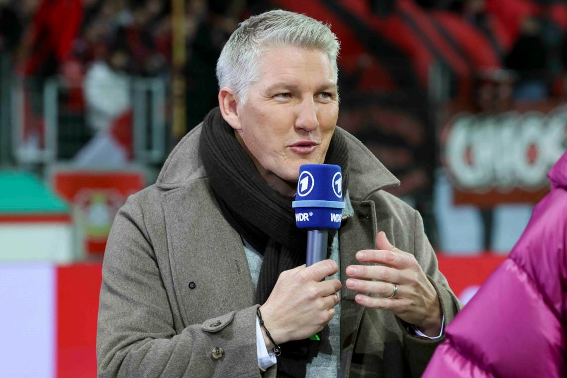 Bastian Schweinsteiger  gestures prior to the DFB Cup Quarterfinal match between Bayer 04 Leverkusen and VfB Stuttgart at BayArena on February 6, 2...