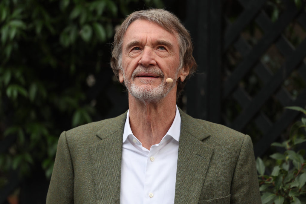 British INEOS Group chairman Jim Ratcliffe speaks during a media event to unveil the company's "Ineos Fusilier" outside the Grenadier public House ...