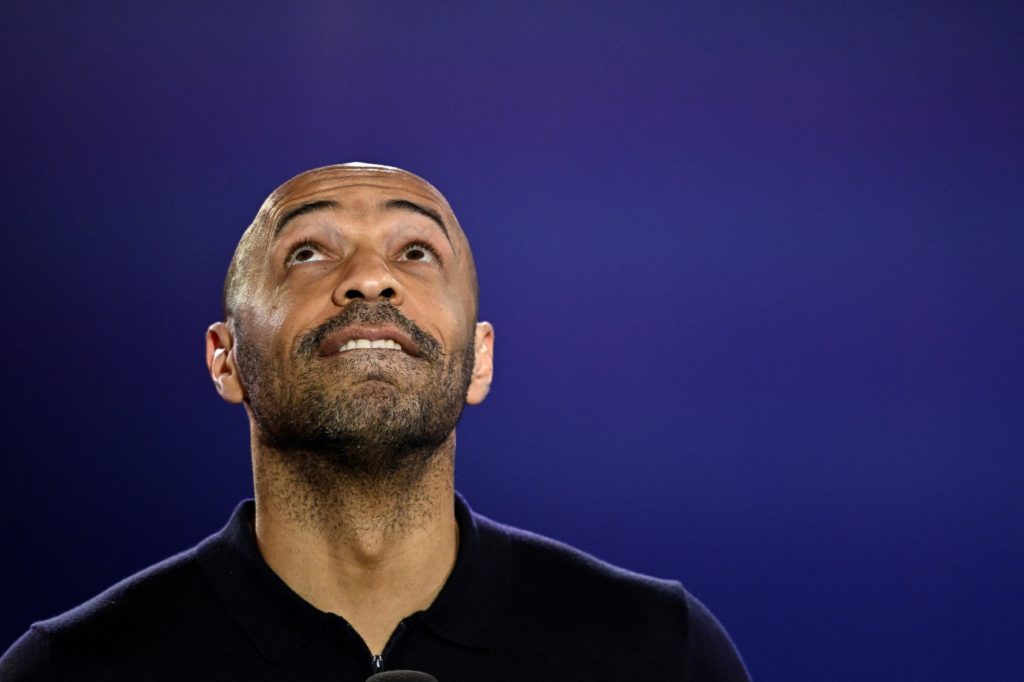France's men football Olympic team coach Thierry Henry speaks during the draw ceremony for the Paris 2024 Olympic football tournaments at the Paris...