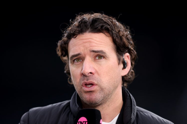 Pundit, Owen Hargreaves speaks prior to the Premier League match between Newcastle United and West Ham United at St. James Park on March 30, 2024 i...