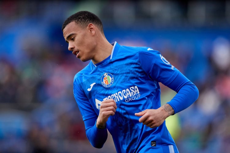 Mason Greenwood of Getafe CF in action during the LaLiga EA Sports match between Getafe CF and Sevilla FC at Coliseum Alfonso Perez on March 30, 20...